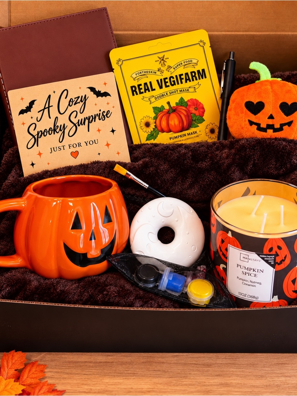 Halloween Cozy Gift Box Blanket Mug Candle DIY Craft Self Care
